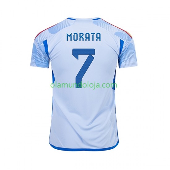 Camisola Espanha MORATA 7 Homem Equipamento Segundo Copa do Mundo 2022 Manga Curta